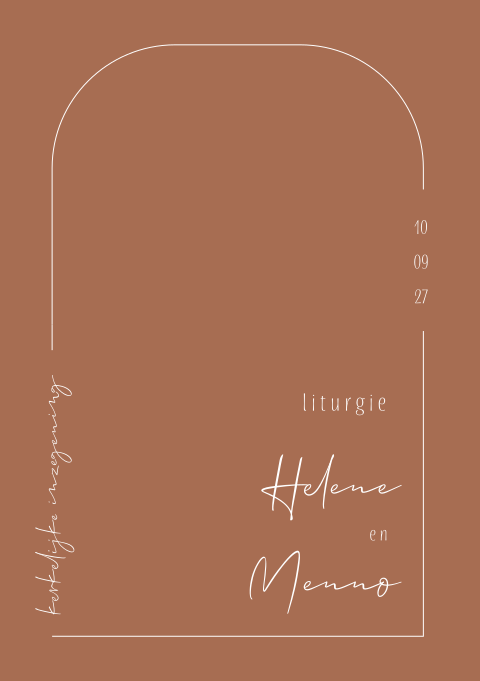 Liturgie bruiloft kerkdienst roestbruin modern strak