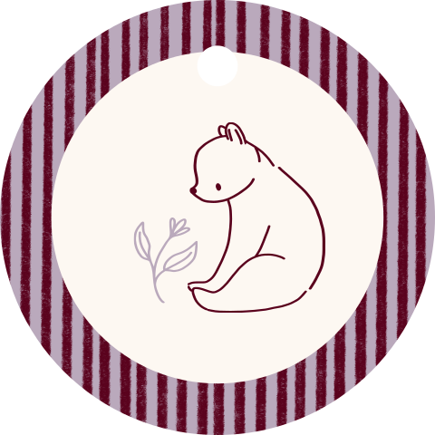 Doopsuiker label rond meisje beertje strepen