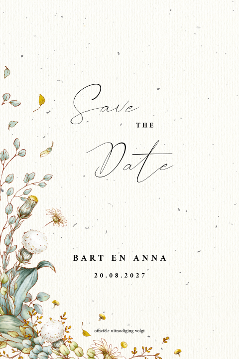 Save the Date vlekjes bloemen frame