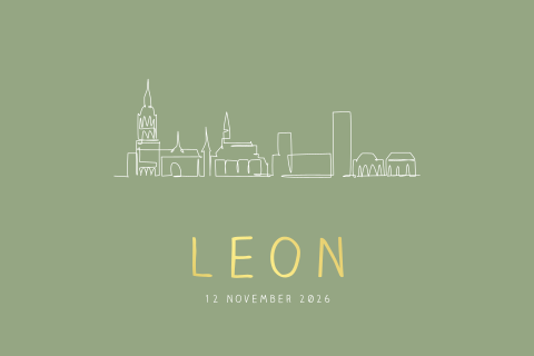 Geboortekaartje illustratie skyline Breda