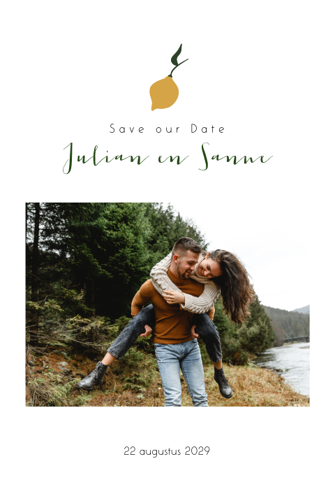 Save the Date kaart mediterraans vrolijke citroenen