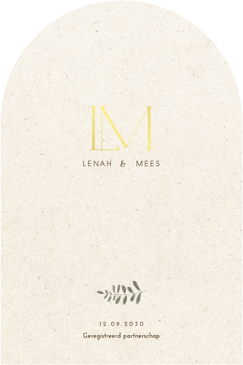 Geregistreerd partnerschap kaart eco look boogvorm trouwlogo
