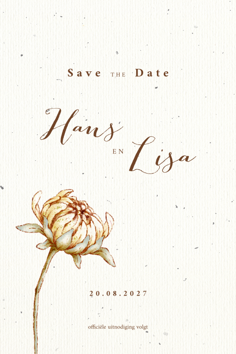 Save the Date vlekjes bloem chrysant