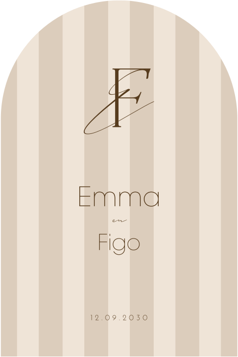 Kaart geregistreerd partnerschap beige boogvorm trouwlogo