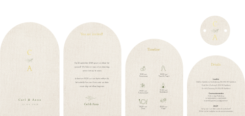 Pocketfold set bruiloft minimalistisch linnen look trouwlogo