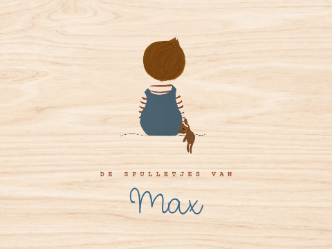 Memorybox hout geboorte jongetje brunette tuinbroek knuffelbeer