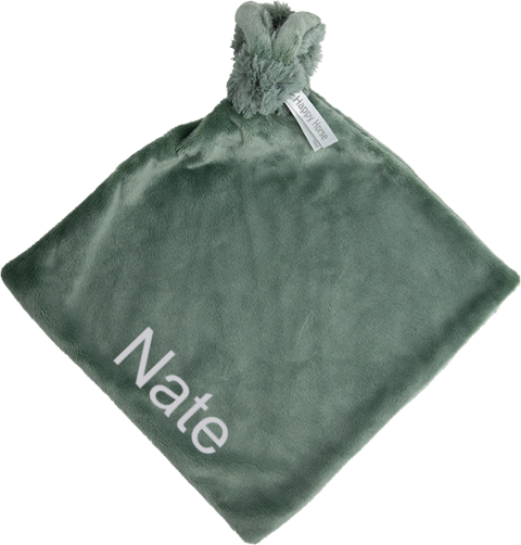 Happy Horse Mini knuffeldoekje groen met naam lichtgrijs