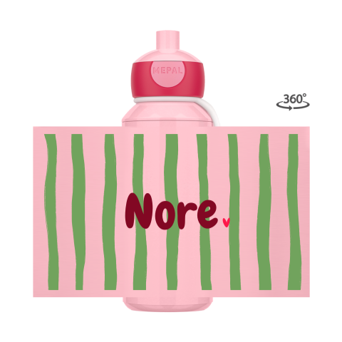 Mepal pop-up drinkfles roze strepen met naam