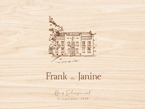 Houten bewaardoos bruiloft illustratie trouwlocatie