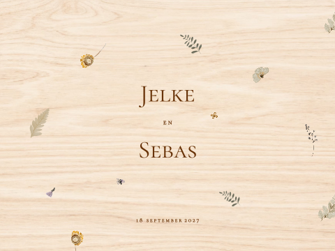 Houten bewaardoos bruiloft takjes bloemetjes