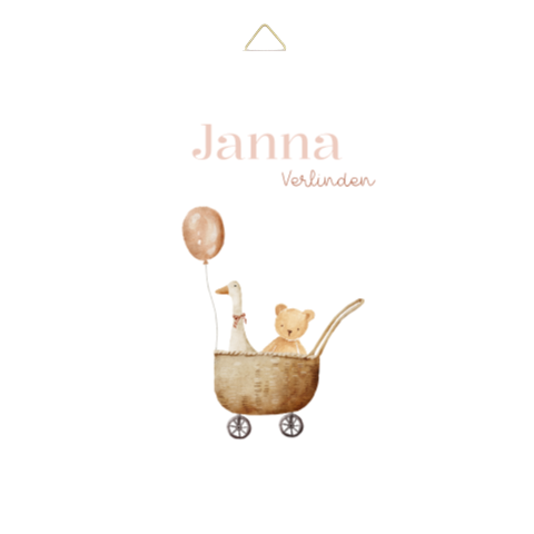 Geboortetegel meisje speelgoedwagentje met knuffels