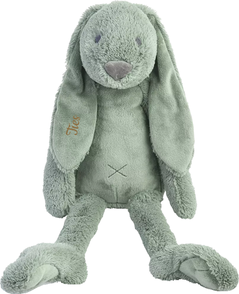 Groen Happy Horse konijn Richie 38 cm met geborduurde naam goudbruin