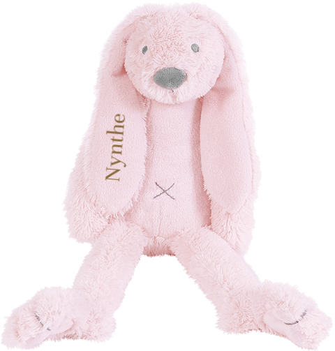 Lichtroze Happy Horse konijn Richie 38 cm geborduurde naam goudbruin