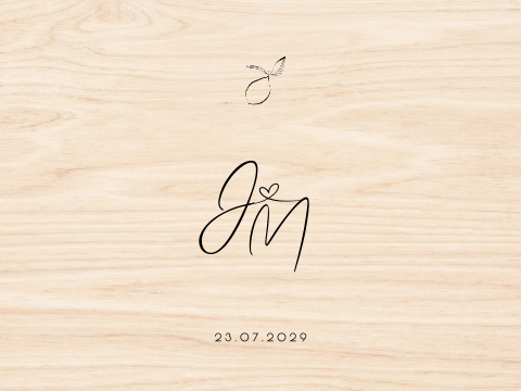 Houten bewaardoos bruiloft citroen lijntekening