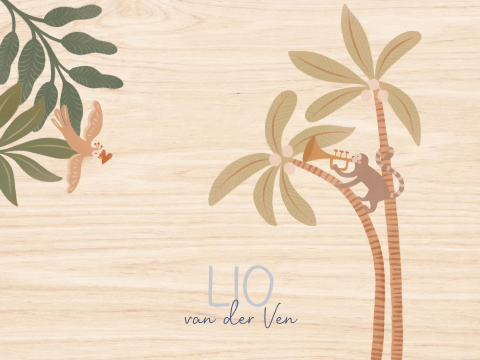 Memorybox hout jongen jungle dieren bladeren