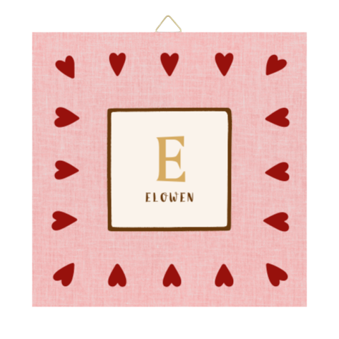 Geboortetegel meisje hartjes & initiaal