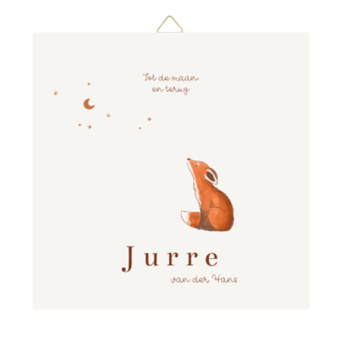 Tegeltje geboorte vos maan sterren