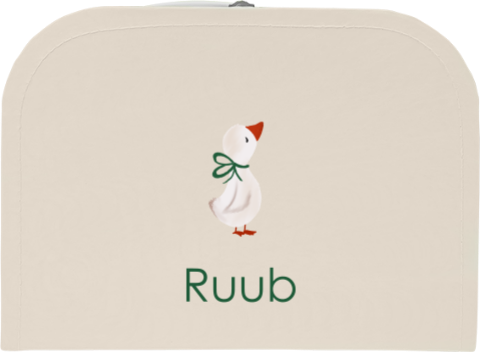 Beige kinderkoffertje met gansje en naam