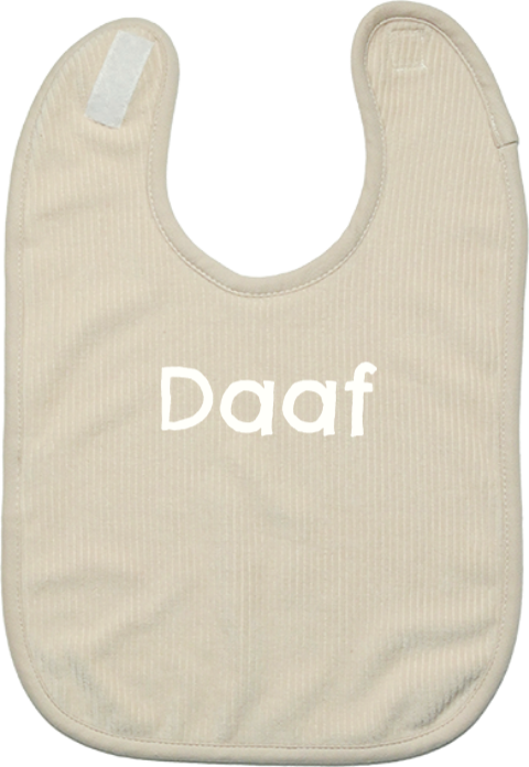 Slabbetje corduroy met naam ronde letter