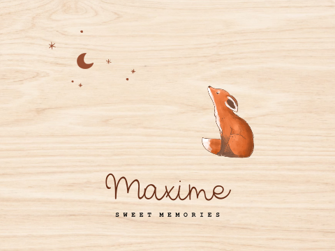 Memorybox geboorte hout vos maan sterren