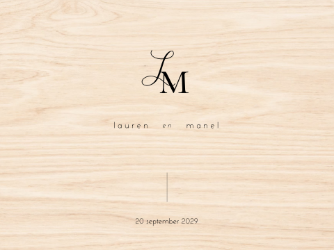 Bewaardoos hout bruiloft initialen zwart