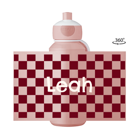 Mepal pop-up drinkfles geblokt roze met naam