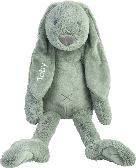 Groen Happy Horse konijn Richie 38 cm geborduurde naam gebroken wit