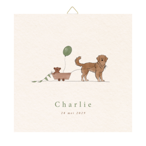 Geboortetegel bolderkar hond