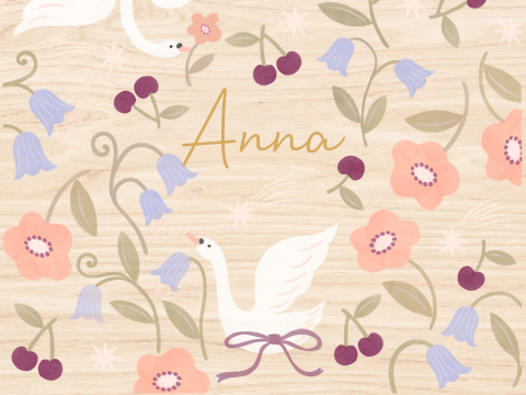 Memorybox hout vrolijk ganzen kersen bloemen