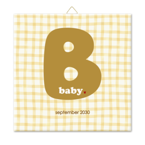 Zwangerschapsaankondiging tegeltje baby grote letter