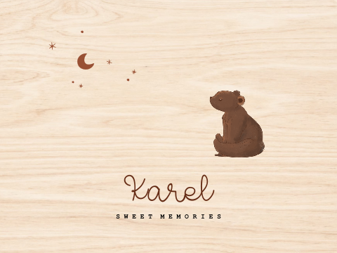 Memorybox hout geboorte beertje maan sterren