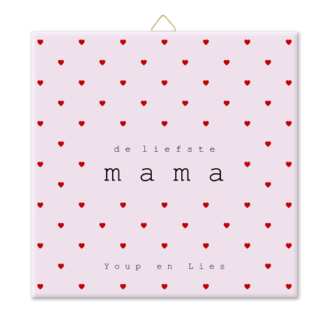 Tegel de liefste mama lila rode hartjes