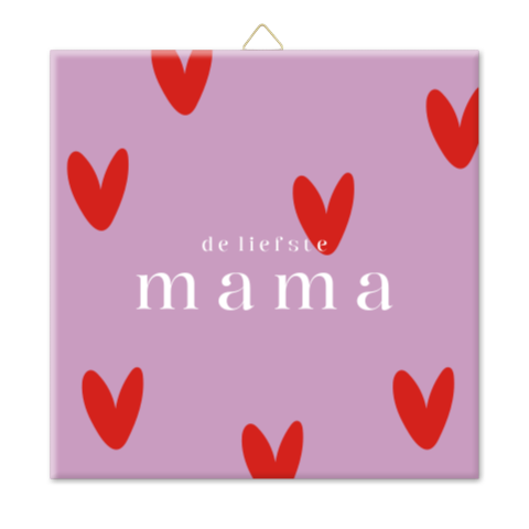 Tegel moederdag paars rode hartjes