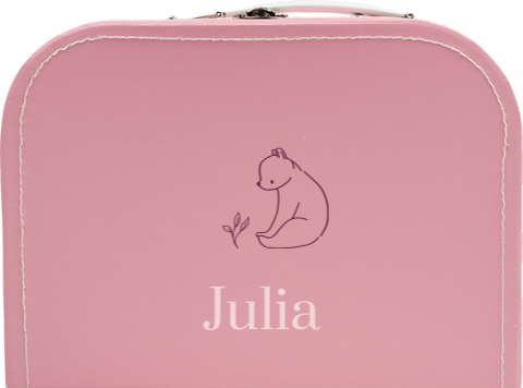 Roze kinderkoffertje met beertje en naam