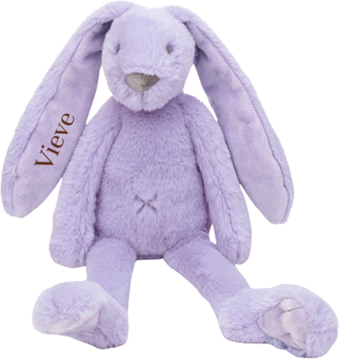 Paars Happy Horse konijn Richie 38 cm met geborduurde naam donkerbruin