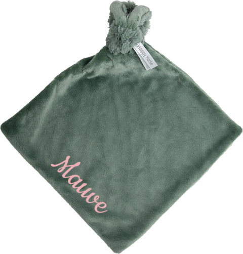 Happy Horse Mini knuffeldoekje groen met naam lichtroze