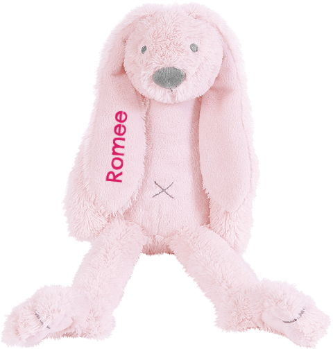 Lichtroze Happy Horse konijn Richie 38 cm geborduurde naam fuchsia