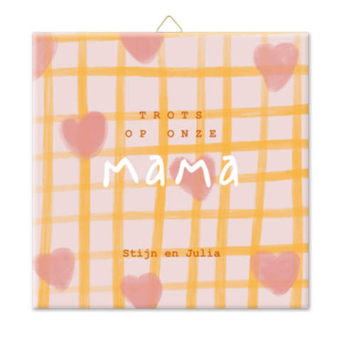 Tegel mama moederdag roze hartjes