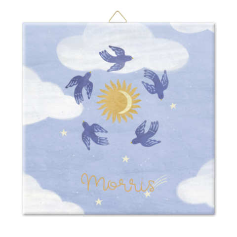 Geboortetegel jongen vogels zon