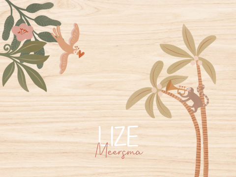 Memorybox hout meisje jungle dieren zachte roze kleuren