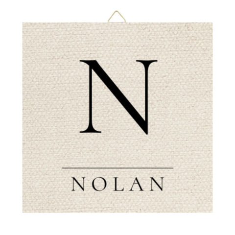 Tegeltje geboorte linnen look zwarte letters