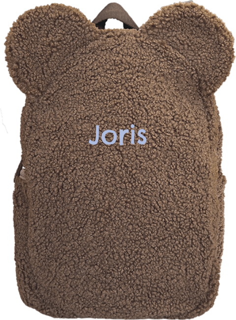 Teddy tas oortjes taupe naam lichtblauw