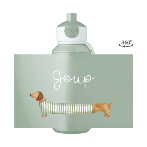 Mepal pop-up drinkfles groen teckel met naam