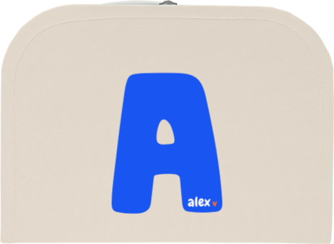 Beige kinderkoffertje met beginletter en naam