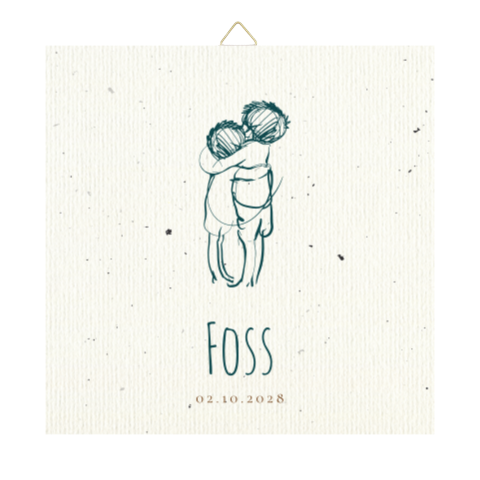 Tegeltje geboorte knuffelende broertjes