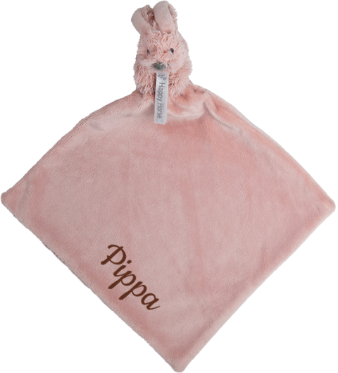 Happy Horse Mini knuffeldoekje oudroze met naam donkerbruin