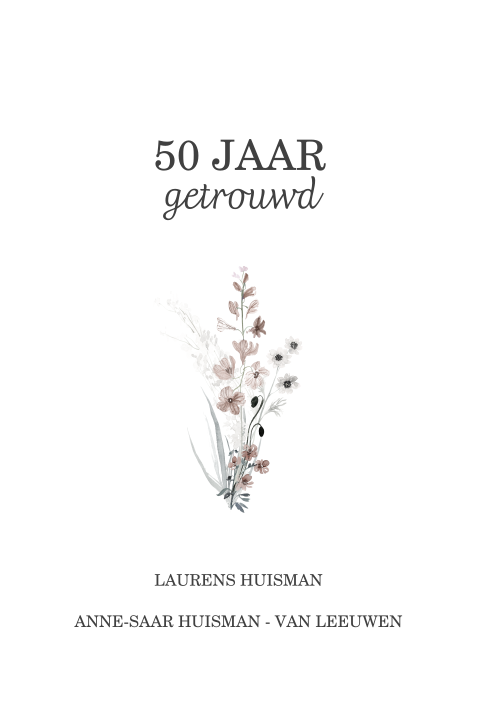 Jubileumkaart voor 50 jaar getrouwd romantisch