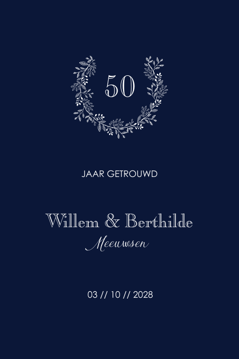 Klassieke jubileumkaart met krans 50 jaar getrouwd