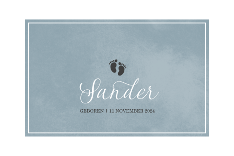 Geboortekaartje jongen met blauwe watercolor en voetjes