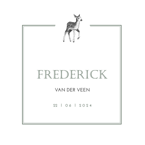 Klassiek geboortekaartje jongen met hertje